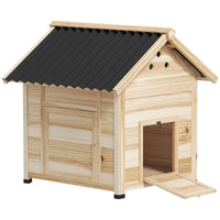 Duck Coop, Wooden Duck House With Openable Roof & Double Doors, Natural Wood