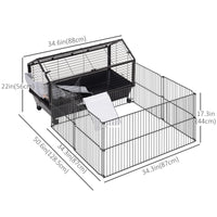 Metal Small Animal Cage, Rabbit Cage for Guinea Pig Chinchilla Hedgehog Bunny with Removable Wheels and Foldable Detacha