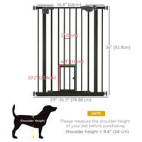 36" Easy Open Indoor Dog Gates for Doorways, House, Stair - Black