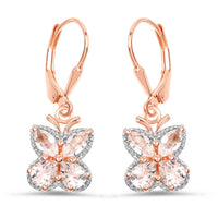18K Rose Gold Plated 1.88 Carat Genuine Morganite .925 Sterling Silver Earrings