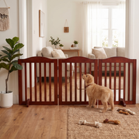 Wooden Freestanding Foldable Pet Gate for Dogs, 24 inch 3 Panels Step Over Fence, Dog Gate for The House, Doorway