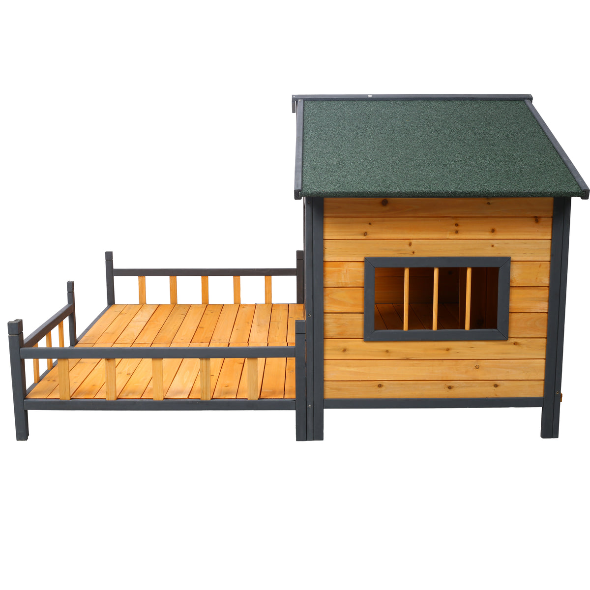 Wooden Large Dog House Outdoor Double XL Dog Kennel with Elevated Floor and Porch, Weatherproof Puppy Shelter for Small 