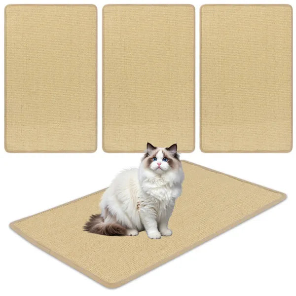 4-Pack 32"x20" Natural Sisal Cat Scratching Mats, Multifunctional Resting & Play Pads For Multi-Cat Households