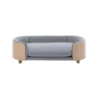 Scandinavian style Elevated Dog Bed Pet Sofa With Solid Wood legs and Bent Wood Back, Velvet Cushion,Large Size