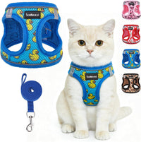 Cat Harness and Leash Set Escape Proof Reflective Mesh Vest