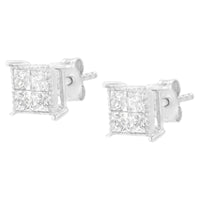Sterling Silver 3/4 cttw Composite Diamond Stud Earrings (I-J, I2-I3)