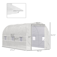 Outsunny 15 X 7 X 7 Walk-In Tunnel Greenhouse, Large Garden Hot House Kit With 6 Roll-up Windows & Roll Up Door, Steel F