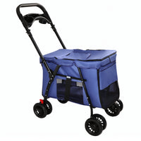 Pet Stroller, Foldable 4-Wheel Design, Breathable Mesh Dog Cat Stroller with Shockproof Wheels, Brake System, Storage Tr