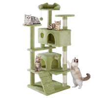54 In Cat Tree Tower - Multi-level With Sisal Grab Post, Indoor Apartment With Ladder, Plush Toys, Rest And Play