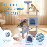 flower cat tree with large condo removable flower cushion and hammock blue