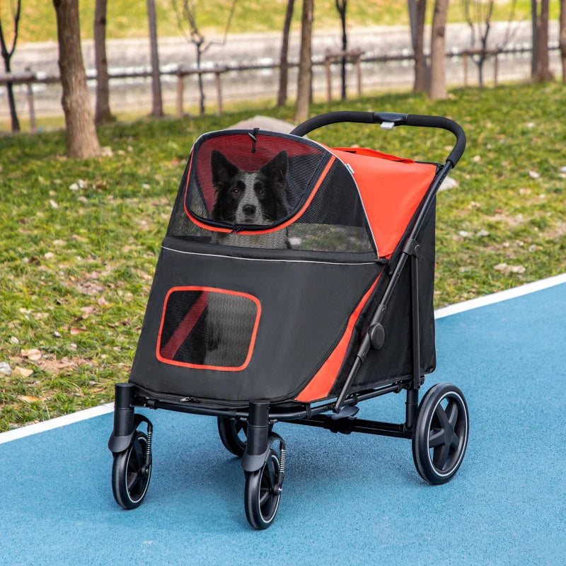 One-Click Foldable Stroller for Large Medium Small Dogs, Pet, Cats with Storage - BIG FRENCHIES