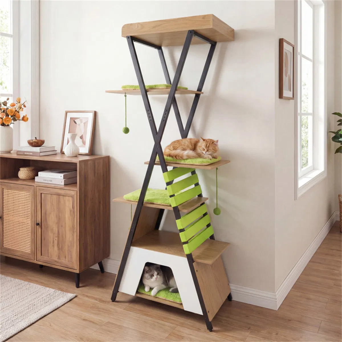 73" Multi-Level Cat Tree with Condo & Perch, Multi-Cat Climbing Tower with Scratching Pad & Interactive Toys
