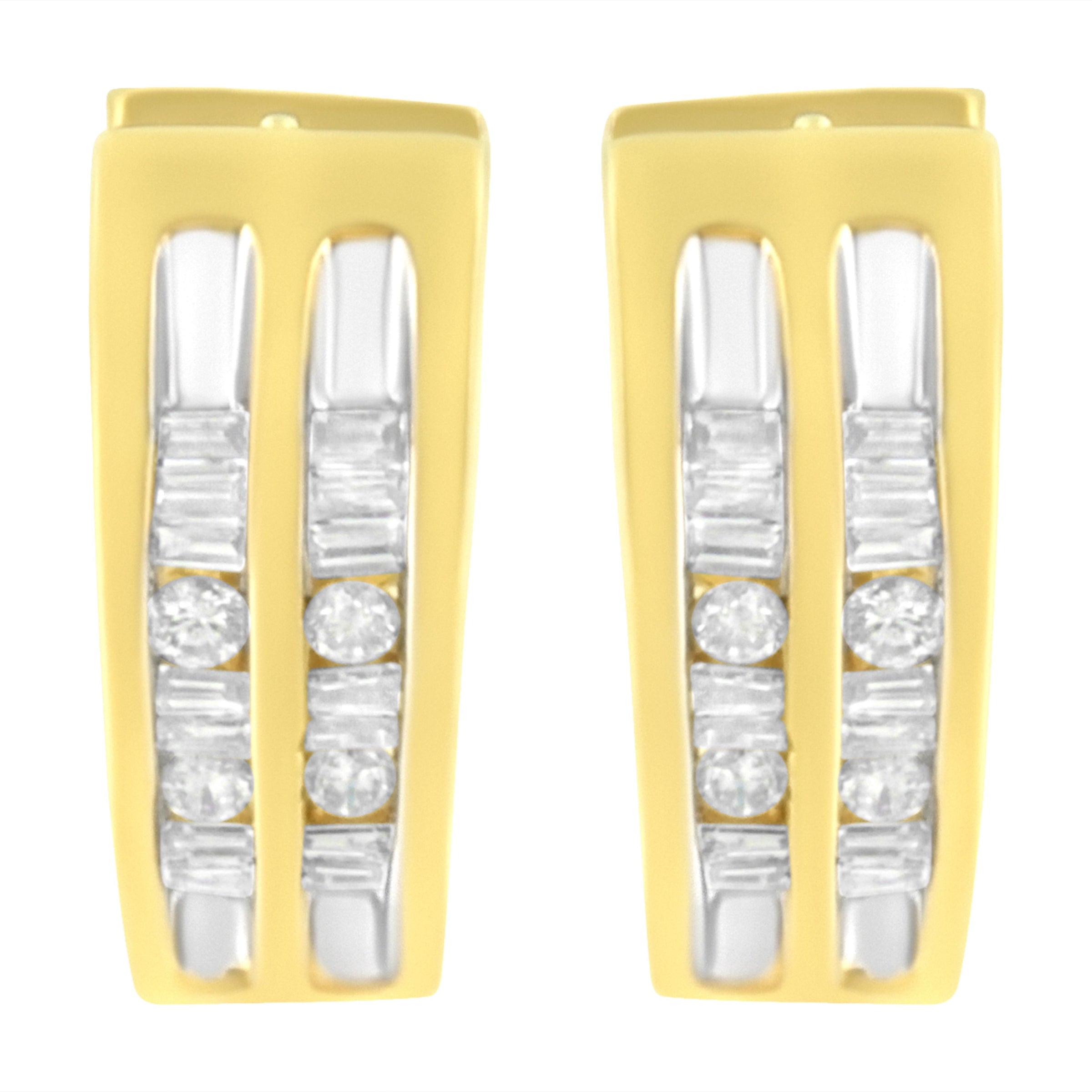 10K Yellow Gold 1/2 cttw Diamond Huggy Heart Hoop Earrings (I-J Clarity, I2-I3 Color)