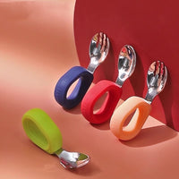 Children's Stainless Steel Round Handle Fork And Spoon Set
