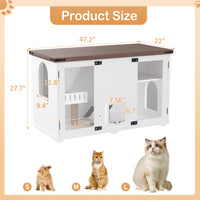 47.25 Large Cat Litter Box Enclosure With LED Light, Hidden Litter Box Furniture, Cat House With Stairs And Cat Scratchi