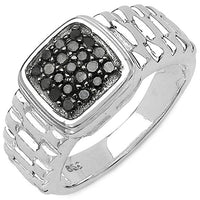 0.22 Carat Genuine Black Diamond .925 Sterling Silver Ring