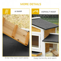 Wooden Rabbit Hutch Bunny Cage Pet Playpen House Enclosure With Double Side Run Boxes, No Leak Tray, Ramp, For Rabbits, 