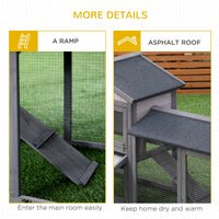 58" Large Rabbit Hutch Outdoor Indoor, Wooden Bunny Hutch, Guinea Pig Cage with Run, Removable Tray, Asphalt Roof, Locka