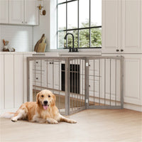 63" x 30" Gray Wooden Pet Fence