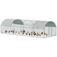 Galvanized Large Metal Chicken Coop Cage Walk-in Enclosure Poultry Hen Run House Playpen Rabbit Hutch with Cover for Out