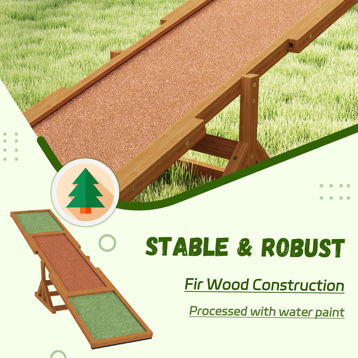 Wooden Dog Agility Seesaw for Training and Exercise, Weather Resistant, 83" L x 16" W x 14" H, Orange