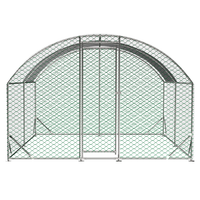 Large Chicken Coop Metal Chicken Run With Waterproof And Anti-UV Cover, Dome Shaped Walk-in Fence Cage Hen House For Out