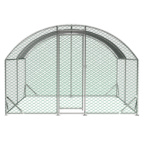 Large Chicken Coop Metal Chicken Run With Waterproof And Anti-UV Cover, Dome Shaped Walk-in Fence Cage Hen House For Out