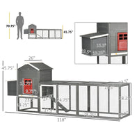 Extra Large Chicken Coop With Asphalt Roof, Wooden Hen Run With Slide-Out Tray And Nesting Box, Chicken Hutch For 3-6 Ch