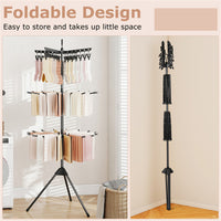 3-Tier Foldable Tripod Clothes Drying Rack With 24 Clips & 32 Rods, 70 Space Saving Laundry Dryer