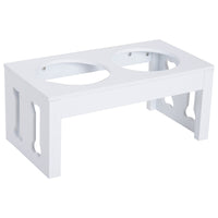 23" Modern Decorative Raised Dog Bowls, Wooden Heavy Duty Pet Food and Water Bowl, Elevated Feeding Station, White