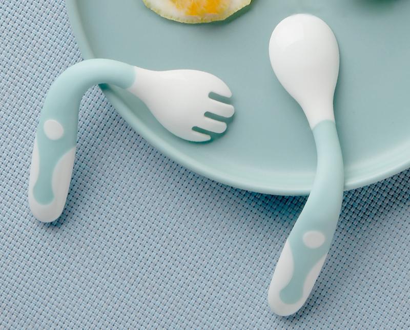 2Pcs Bendable Baby Spoon Fork Set Toddler Infant Learning Tableware Flatware Utensils Kids Cutlery With Storage Box - BIG FRENCHIES