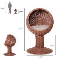 Elevated Cat Bed with Rotatable Egg Chair Pod, Cat Basket Bed with Thick Cushion, Natural Mat Grass Woven Kitty House, B