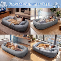 Cooling Human Dog Bed For Adults & Pets, Breathable Washable Floor Lounger, 72 In X 41 In X 12 In, Glacier Grey, Perfect