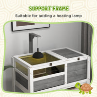 Tortoise Habitat with Shelf Storage Tortoise Gift Accessory with Weather Protection for Indoor, Light Gray