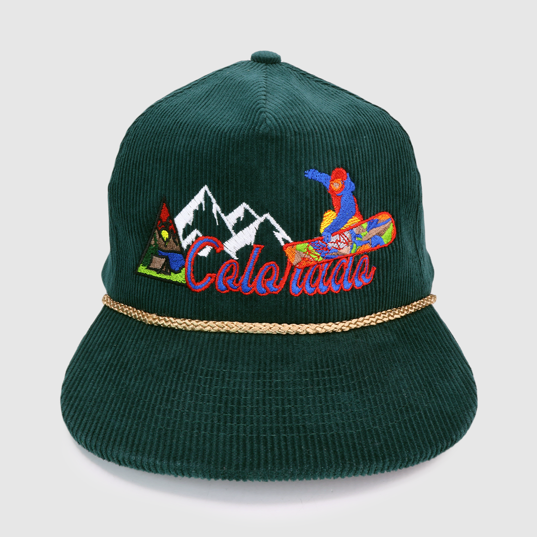 COLORADO SNOWBOARDING SNAPBACK CAP HAT WITH ROPE CUSTOM EMBROIDERED