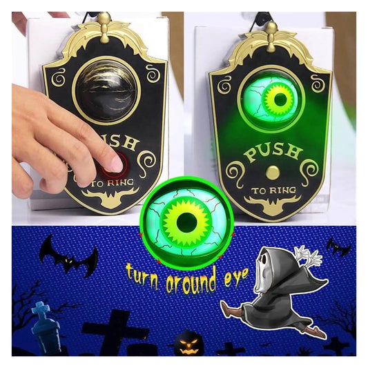 MEACAOFG Halloween Door Bell Animated Eyeball Door Bell MEACAOFG Decor Outside Scary Light Up Witch Prop for Party Hau