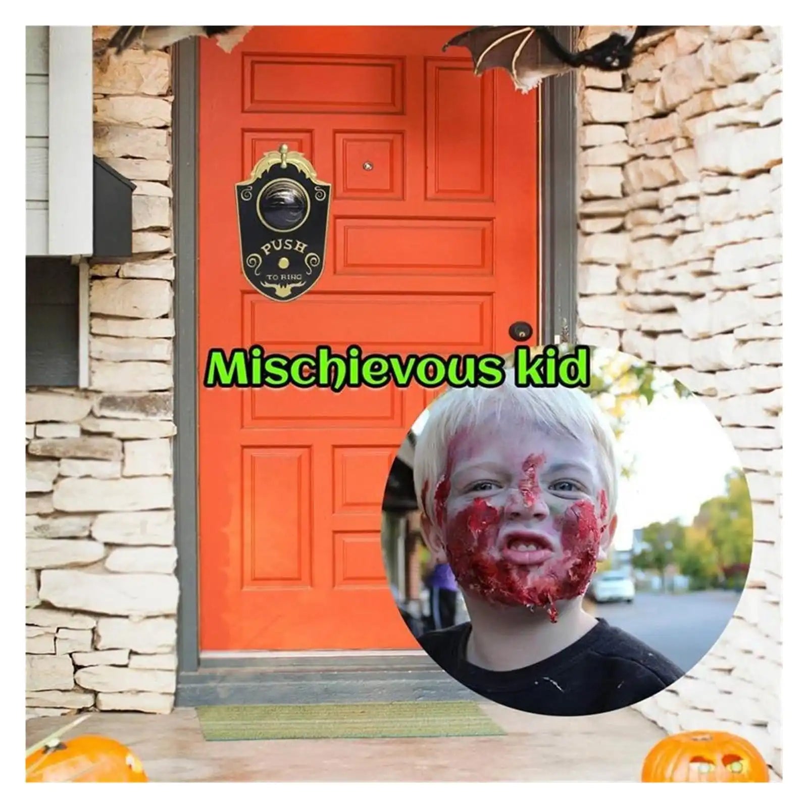 MEACAOFG Halloween Door Bell Animated Eyeball Door Bell MEACAOFG Decor Outside Scary Light Up Witch Prop for Party Hau