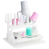 PopYum Glacier White Drying Rack from 100% Recycled Bottles with Silicone Drying Mat, countertop for Baby Bottles, Plastic Bags, Cups, Compact - BIG FRENCHIES