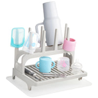 PopYum Seattle Gray Drying Rack from 100% Recycled Bottles with Silicone Drying Mat, countertop for Baby Bottle, Plastic Bags, Cups, Compact - BIG FRENCHIES