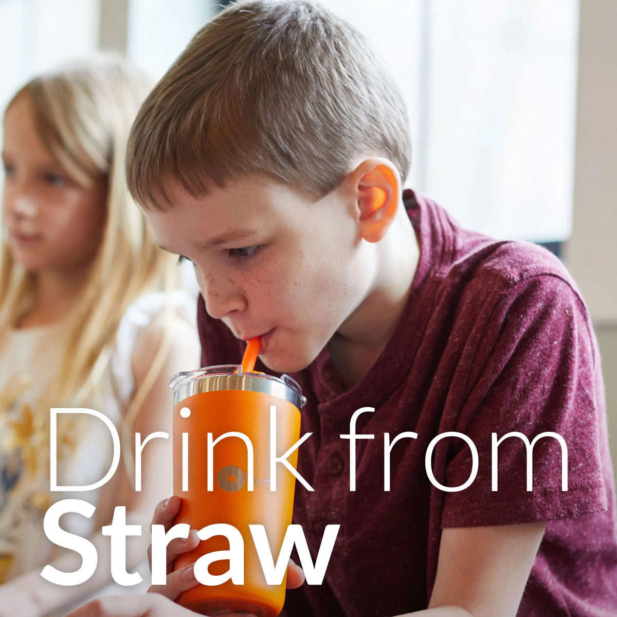 PopYum 13oz Insulated Stainless Steel Kids’ Cups with Lid and Straw, 2-Pack, Orange & Blue, stackable, sippy, baby, child, toddler, tumbler - BIG FRENCHIES
