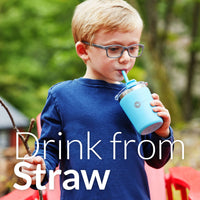 PopYum 9oz Insulated Stainless Steel Kids’ Cups with Lid and Straw, 2-Pack, Orange & Blue, stackable, sippy, baby, child, toddler, tumbler