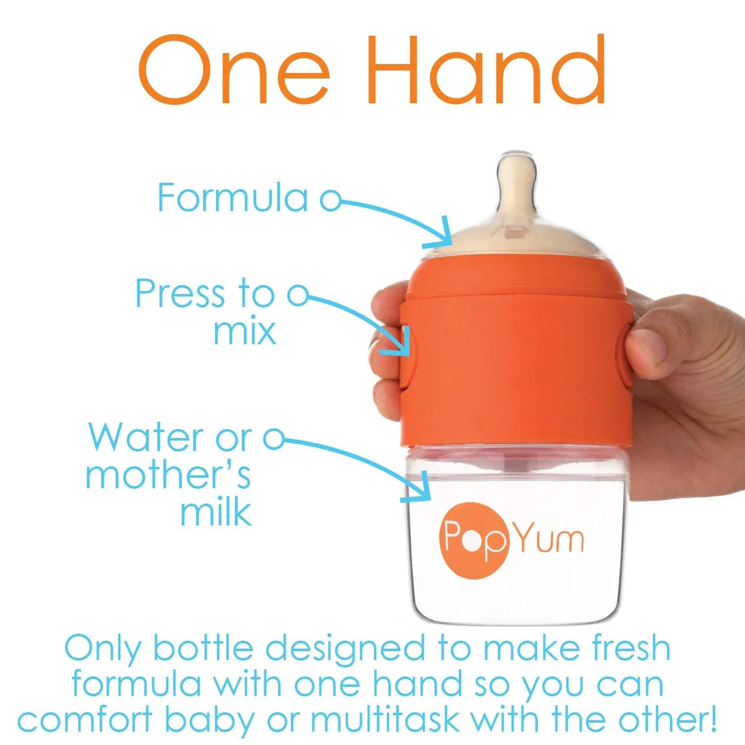 PopYum Baby Bottle Starter Set for Breast and Formula Feeding, 4-Pack, Orange, 2x 5oz Bottles (150ml) + 2x 9oz Bottles (260ml) - BIG FRENCHIES