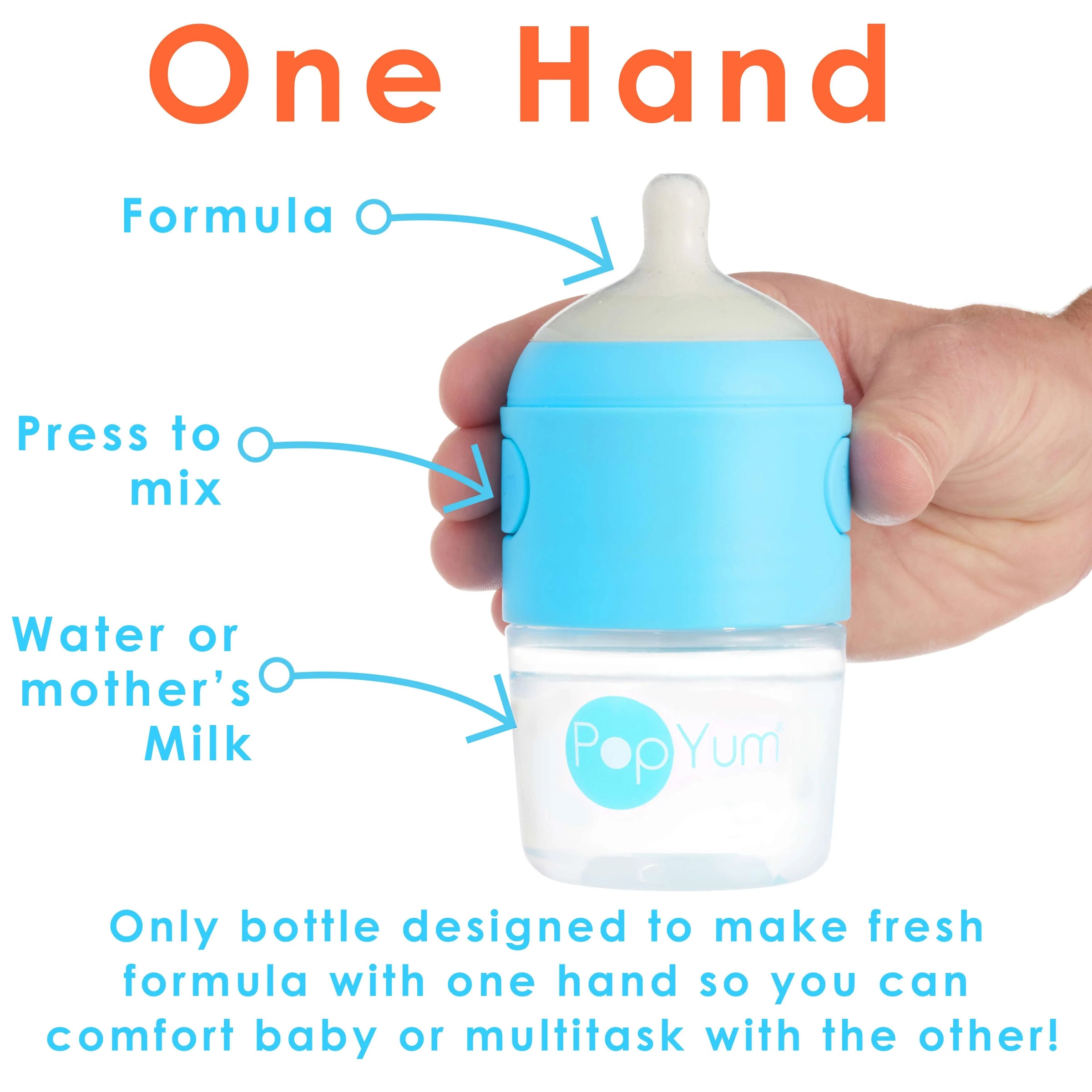 PopYum 5oz Anti-Colic Baby Bottle for Breast and Formula Feeding, 3-Pack, Blue, #1 Slow Flow Nipples - BIG FRENCHIES