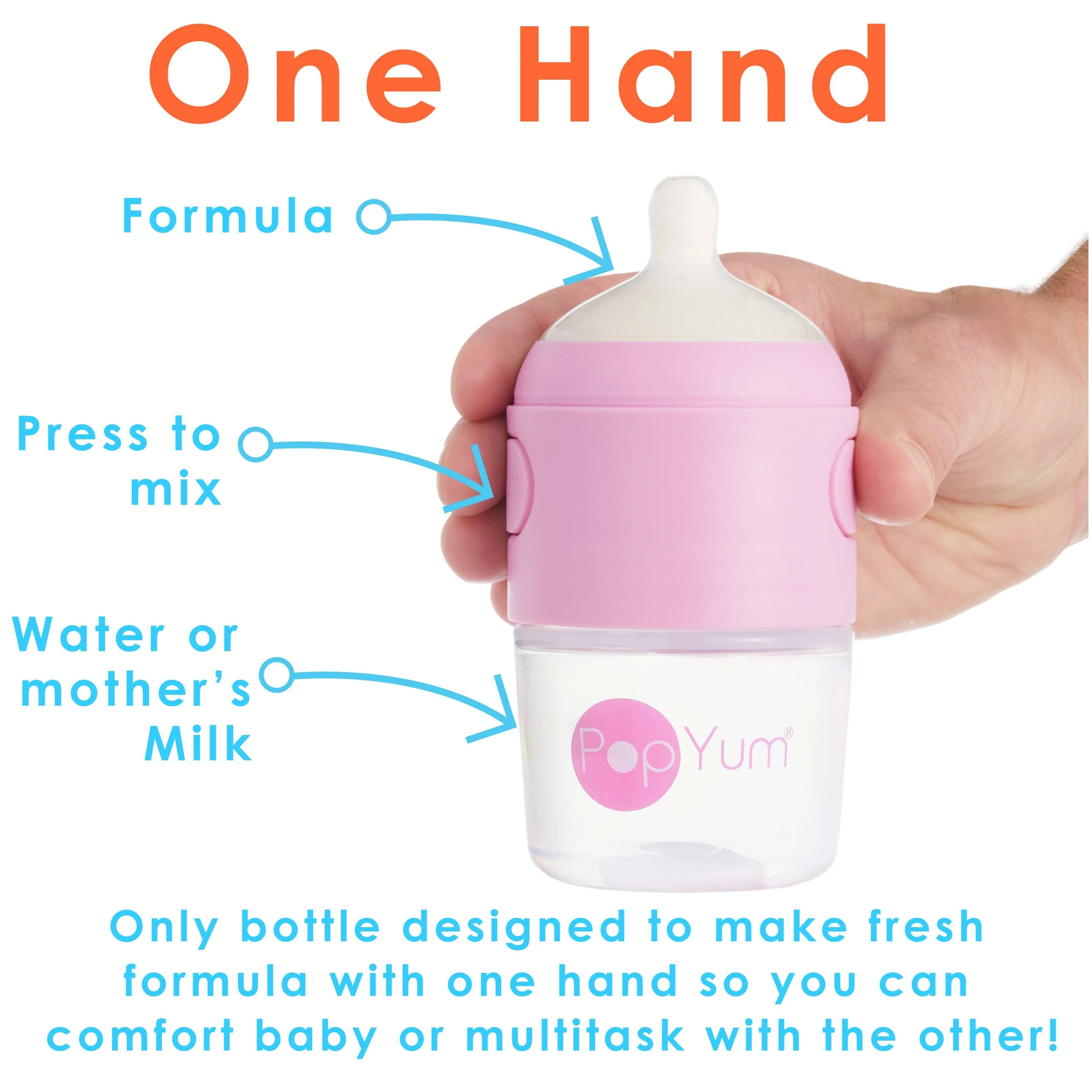 PopYum 5oz Anti-Colic Baby Bottle for Breast and Formula Feeding, 2-Pack, Pink, #1 Slow Flow Nipples - BIG FRENCHIES