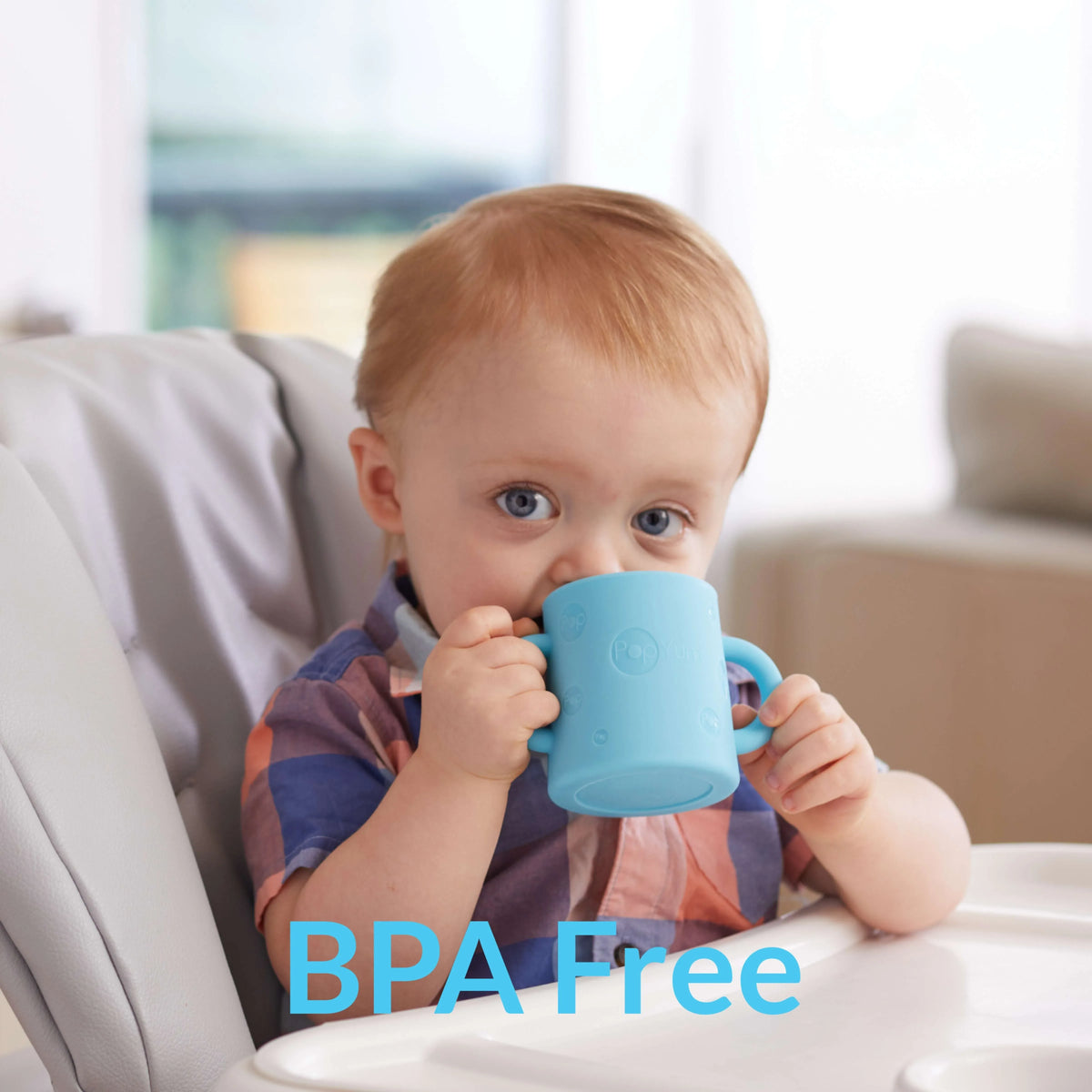 PopYum Silicone Training Cup 2-Pack for Baby and Toddler, handles, BPA Free, self feeding training, tumbler (orchid pink and sky blue) - BIG FRENCHIES