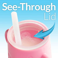 PopYum Silicone Training Cup with Straw Lid 2-Pack for Baby, Infant and Toddler, Tumbler, Sippy, handles, 5 ounce (blue, pink)