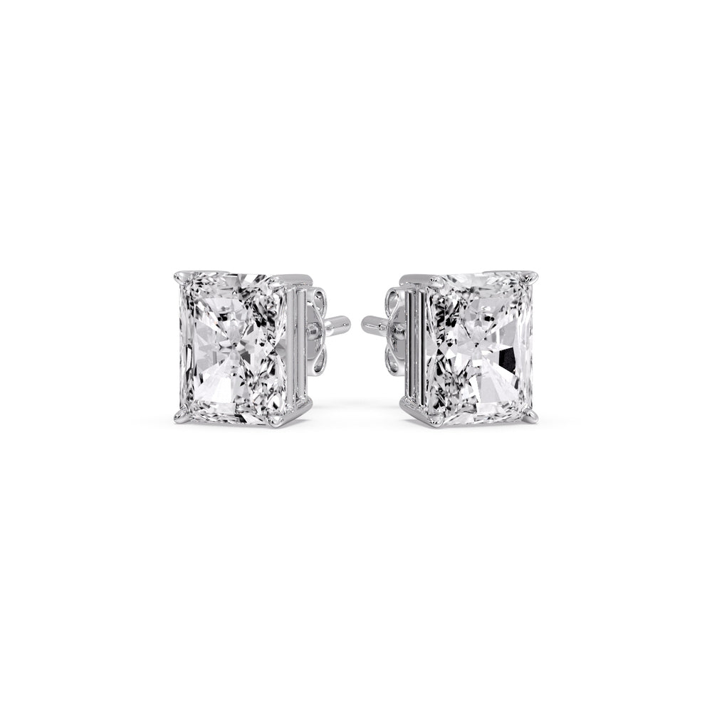 Certified Basket Stud Earrings Set With Radiant Cut Diamonds (1.00ct - 4.00ct)