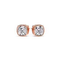 Cushion Diamond Bezel Set Solitaire Certified Stud Earrings