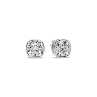 Cushion Diamond Bezel Set Solitaire Certified Stud Earrings