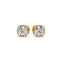 Cushion Diamond Bezel Set Solitaire Certified Stud Earrings